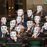 Polish MPs Wearing Guy Fawkes masks