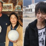 David and Yumi Baxter, left, found Misaki Murakami's soccer ball