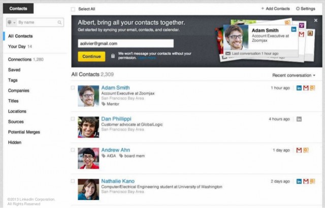 LinkedIn new contacts