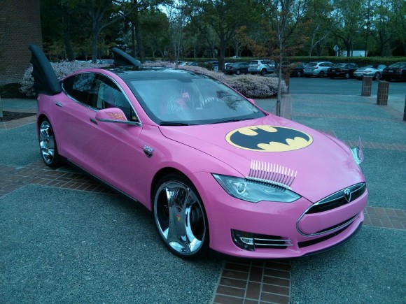 Sergey Brin Pink-Wrapped Batmobile Tesla 02