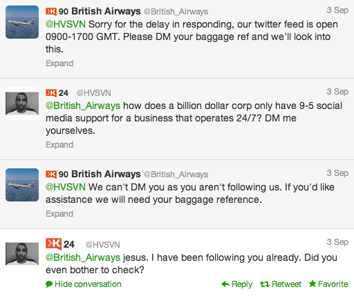 twitter british airways response