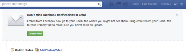 Facebook notification gmail