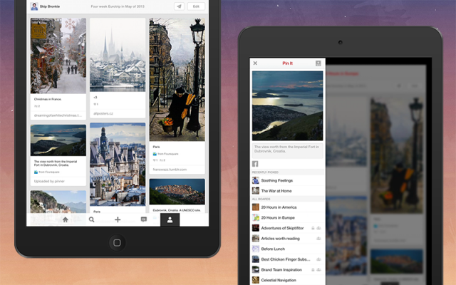 pinterest iPad app for iOS 7