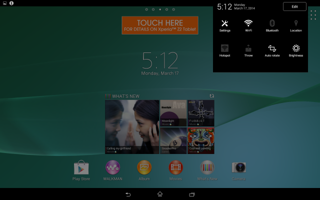 Xperia Z2 tablet menu (2)