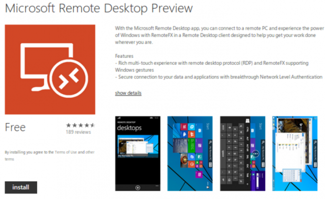 Microsoft Remote Desktop Preview 2
