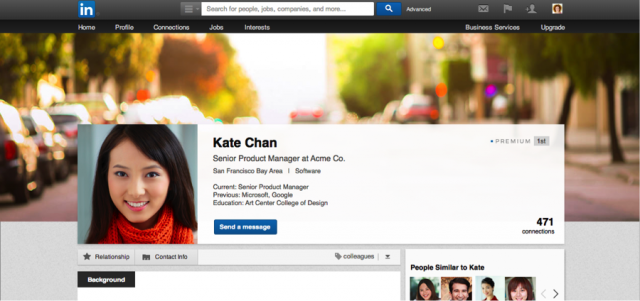 linkedin new profile page