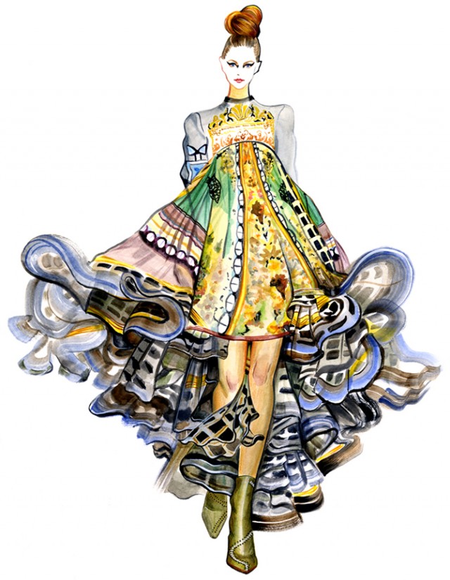 Mary Katrantzou fashion sketch