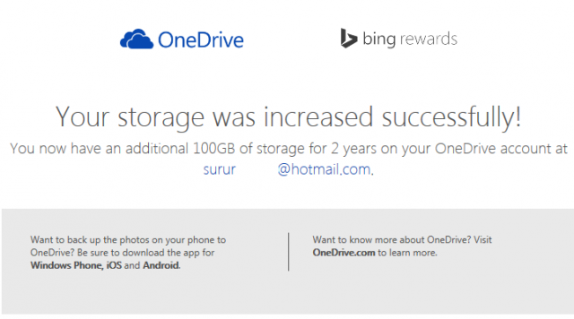 100 GB free OneDrive Bing Rewards