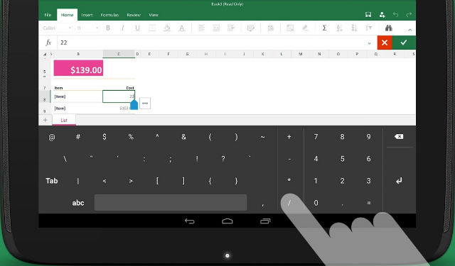 Android Keyboard for Excel