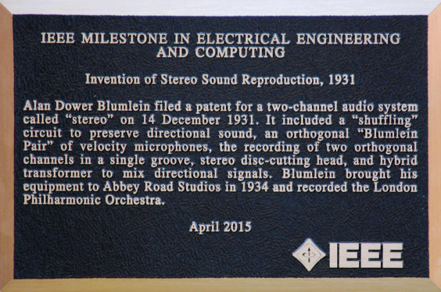 The plaque at Abbey Road honouring Alan Blumlein