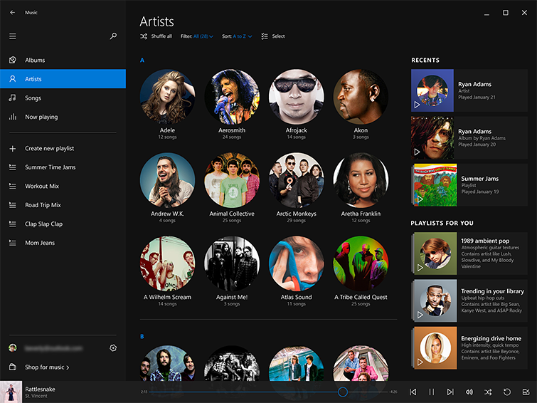 windows 10 music app