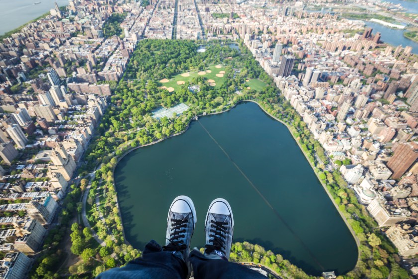 PIC BY @CH3M / CATERS NEWS - (PICTURED: Central Park.) Forget selfies, belfies and dronies... One company is offering a variation of the popular snapshot - thousands of feet above the New York skyline. Aerial photography company FlyNYON are giving snappers the chance to take stomach-churning pictures of their limbs, hanging out of a helicopter above famous New York landmarks. The shot - known by the company as a "shoe selfie - has become a huge hit, with legs being snapped over the likes of the Empire State Building, Central Park, Times Square and Freedom Tower. Thanks to the help of social media, FlyNYON, who are based in Kearney, NJ, have seen interest in the experience boom. SEE CATERS COPY