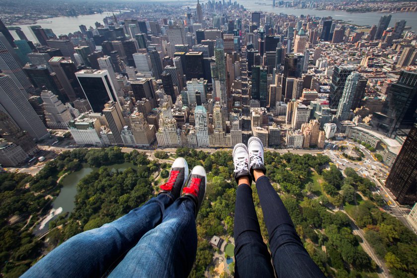 PIC BY @MARZENKA / CATERS NEWS - (PICTURED: Central Park.) Forget selfies, belfies and dronies... One company is offering a variation of the popular snapshot - thousands of feet above the New York skyline. Aerial photography company FlyNYON are giving snappers the chance to take stomach-churning pictures of their limbs, hanging out of a helicopter above famous New York landmarks. The shot - known by the company as a "shoe selfie - has become a huge hit, with legs being snapped over the likes of the Empire State Building, Central Park, Times Square and Freedom Tower. Thanks to the help of social media, FlyNYON, who are based in Kearney, NJ, have seen interest in the experience boom. SEE CATERS COPY