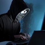 Hacker stealing data from computer