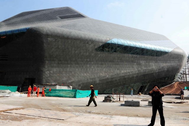 The Guangzhou Opera House under construction
