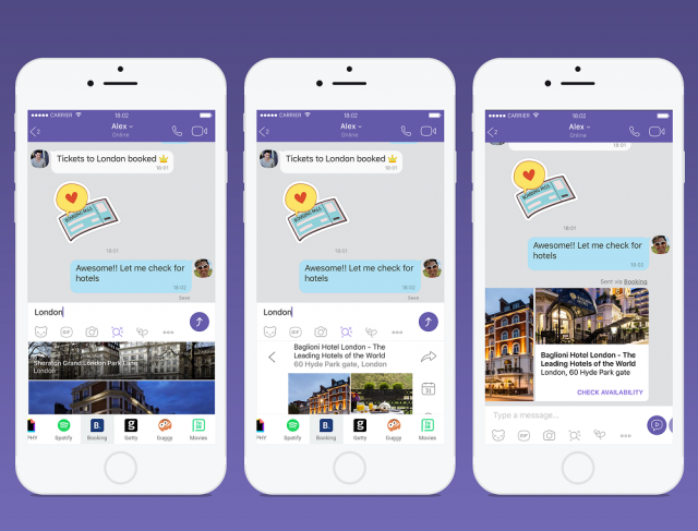 Viber Chat Extensions Booking Handset