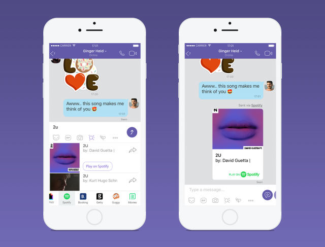 Viber Chat Extensions Spotify Handset3