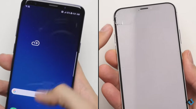Samsung Galaxy S9+ vs iPhone X drop test