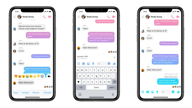 Facebook Messenger threaded replies